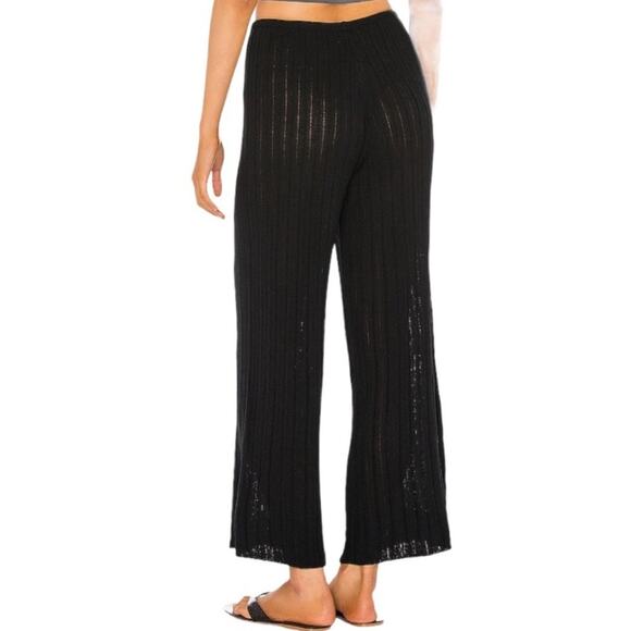 SNDYS Everyday Lounge x Revolve Baha Ribbed Knit Wide Leg Pants Black Medium NWT - Picture 3 of 16